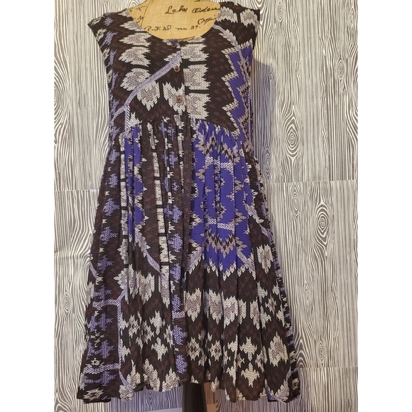 Free People bohemian Aztec print babydoll dress - Picture 3 of 8